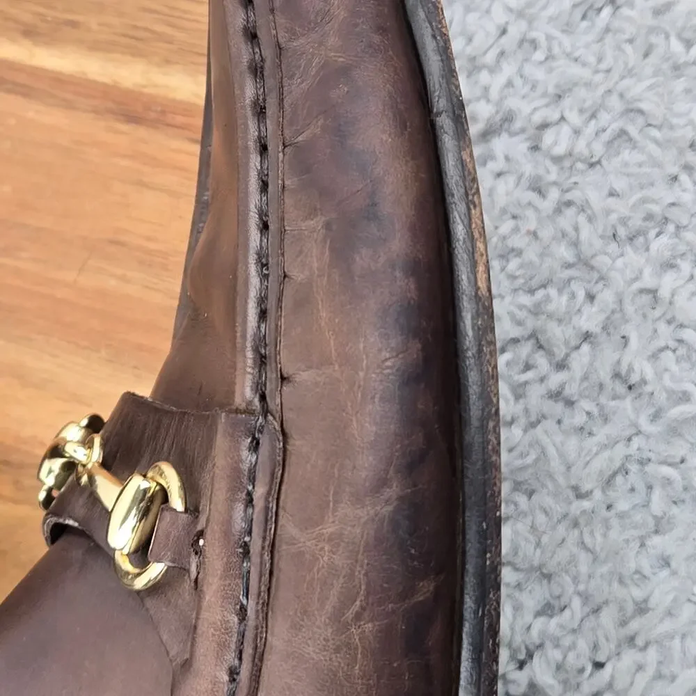 Cole Haan Mens 10.5M Ascot Brown Leather Business Casual Moc Toe Horsebit Loafer